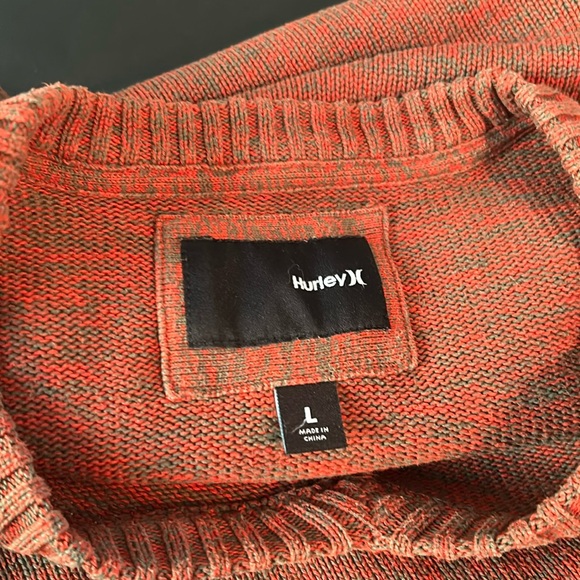 Orange Knit Hurley V Neck Sweater Large - Picture 6 of 9